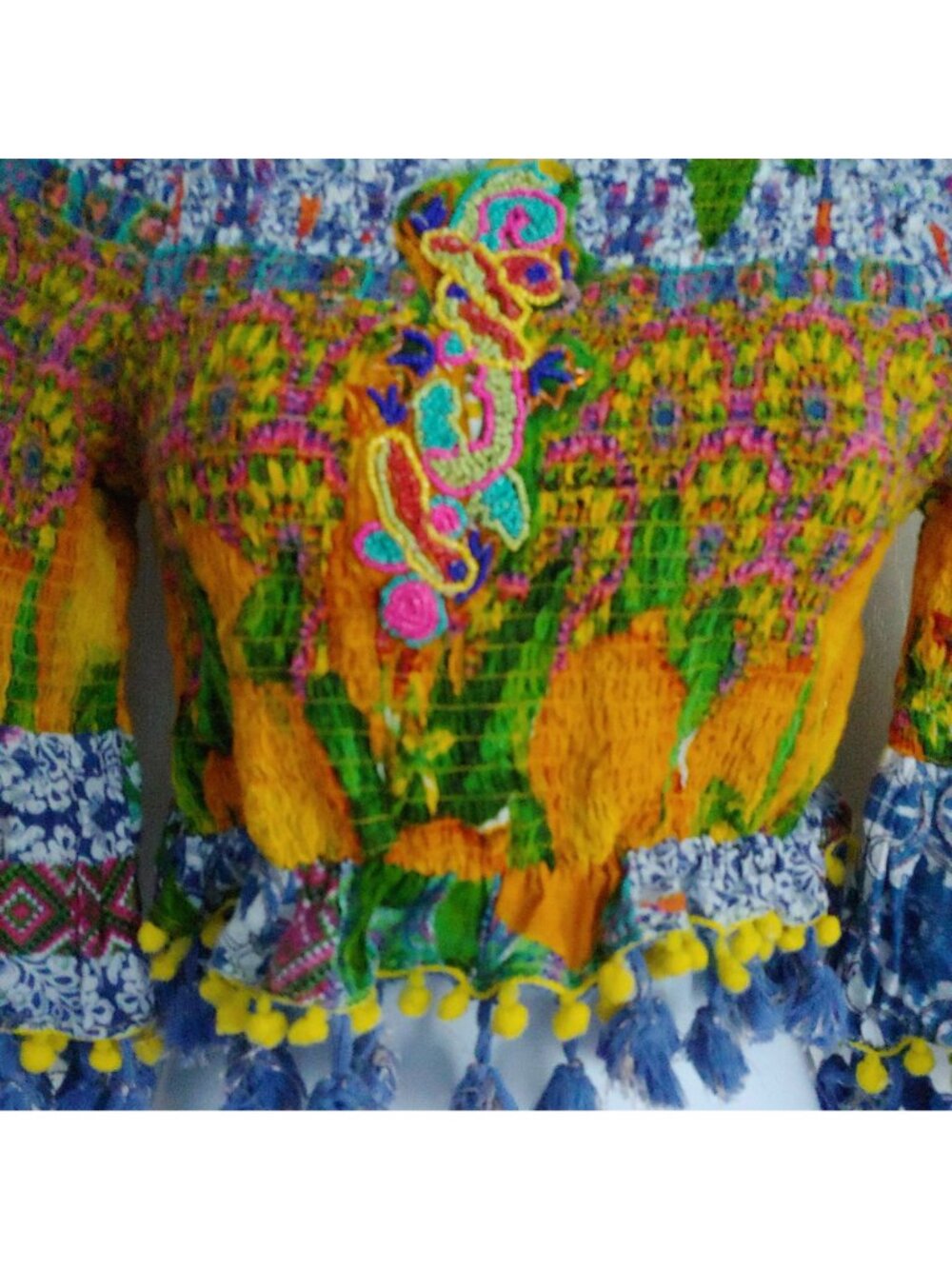 Antica Sartoria Giacomo Cinque Off Shoulder Boho Crop Top Festival Euro Summer - Picture 4 of 10
